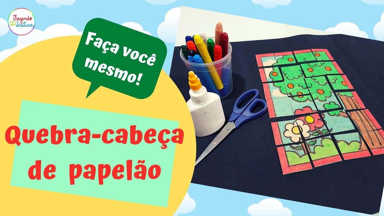 jogo de educação para crianças cortando prática e montando quebra