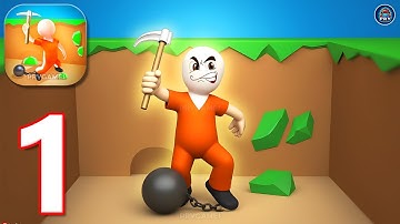 Dig and Run Prison Escape - Gameplay Walkthrough Part 1 - Stickman Prison Dig Deep Escape (Android)