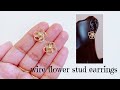 diy wire flower stud earrings/making beautiful wire wrapped flower earrings/two layerd flower