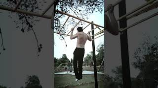 Wide Neutral grip pull ups inside the monkey bars 👌