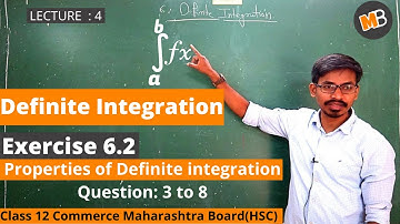 Definite integration Exercise 6.2 Question 3 to 8 | Class 12 Commerce | Maths Part 1|  (HSC)