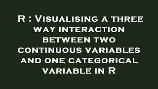 R : Visualising a three way interaction between two continuous variables and one categorical variabl