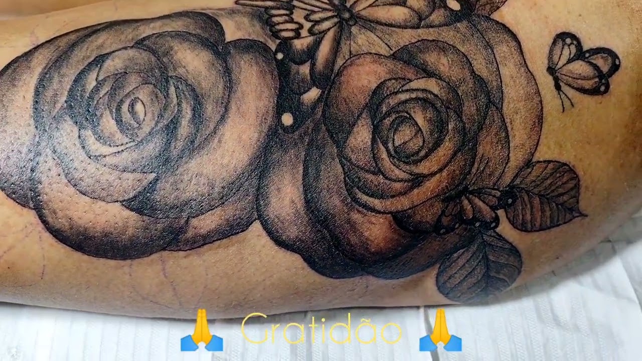 Tatuagem de borboleta sombreada Rose tattoo tatuagem de borboleta Tattoo Floral