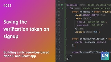 Saving the verification token on signup: Building a microservices-based NodeJS and React app #053