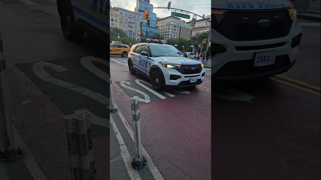 New NYPD 13TH PCT Ford Interceptor Utility Passing By On 14th Street In Manhattan, New York City