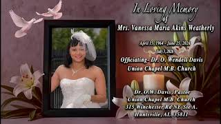 July 3, 2026 UCMBC Funeral - Mrs. Vanessa Maria Akins Weatherly