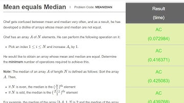 Mean equals Median: CodeChef Starters 21 Division 2: 05/01/2022