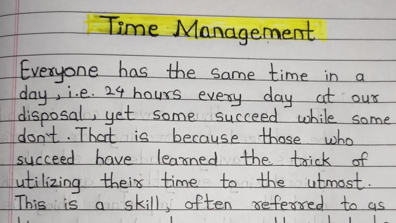 time management essay for grade 5