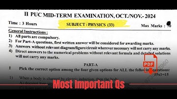 Physics | 2nd puc Midterm QP | 2025-26