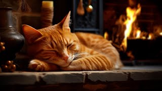Fall asleep to the purring of a orange baby 🔥 Cozy Fireplace and Purring Cats Sound ASMR