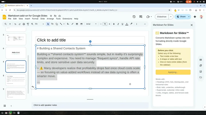 Markdown for Slides™ — Convert Markdown into Beautiful Google Slides Instantly