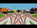 9 Trains Crossing at Curved X Branched Railroad Tracks | Indian Trains Simulator Classic Gameplay