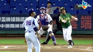20140805 爆米花 國訓vs合庫 3上 鄭嘉明場地規則二壘安打 輕鬆送回克蘭德