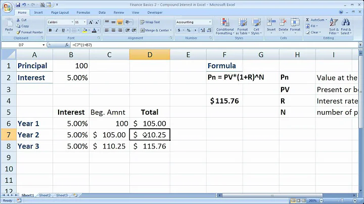 Finance Basics 2 - Compound Interest in Excel