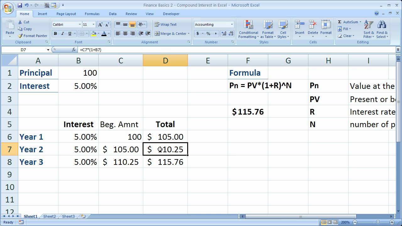 Monthly Compound Interest Formula Excel Template