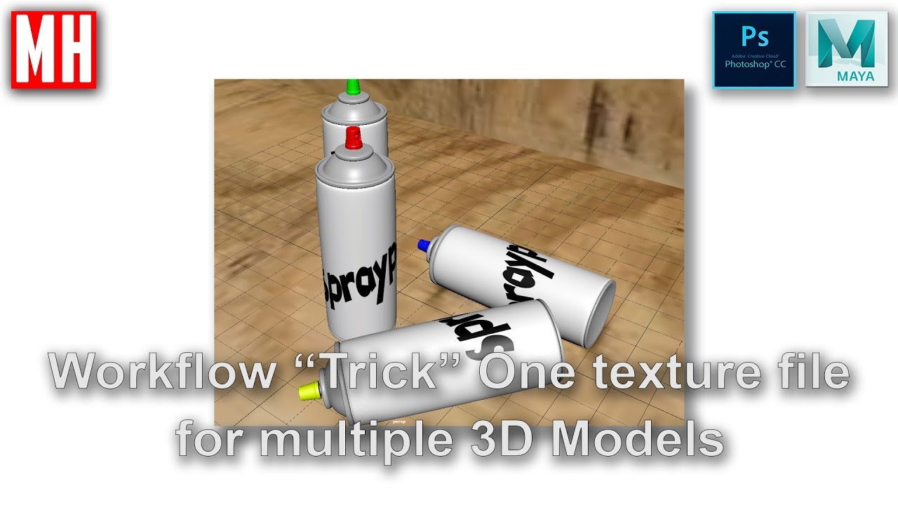 Maya 'workflow trick' : How to use one Texture file for multiple 3D  objects. Part 1 of 3 - YouTube