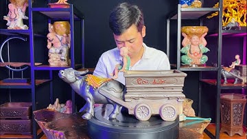 Gốm bát tràng, giao lưu chậu trâu kéo xe. Quang Định bonsai.