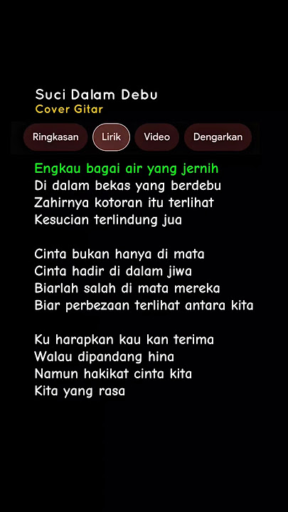 LIRIK LAGU SUCI DALAM DEBU - IKLIM (Engkau bagai air yang jernih) Cover Gitar #lyrics