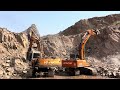 Two Hitachi Excavator in Quarry | Heavy Rock Breaking Action both working hard 