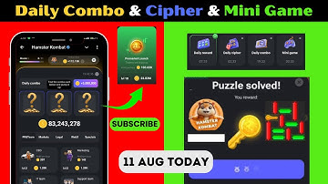 11 August Mini Game & Daily Cipher Code | Hamster Kombat Daily Cipher & Mini Game Puzzle Solved