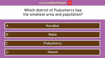 Puducherry Quiz - Part 2 | 20 Questions | Union Territories of India Quiz