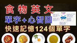 食物英文單字，首創心智圖+節奏感，20分鐘輕鬆記憶124個最常見又實用的食物英文單字。