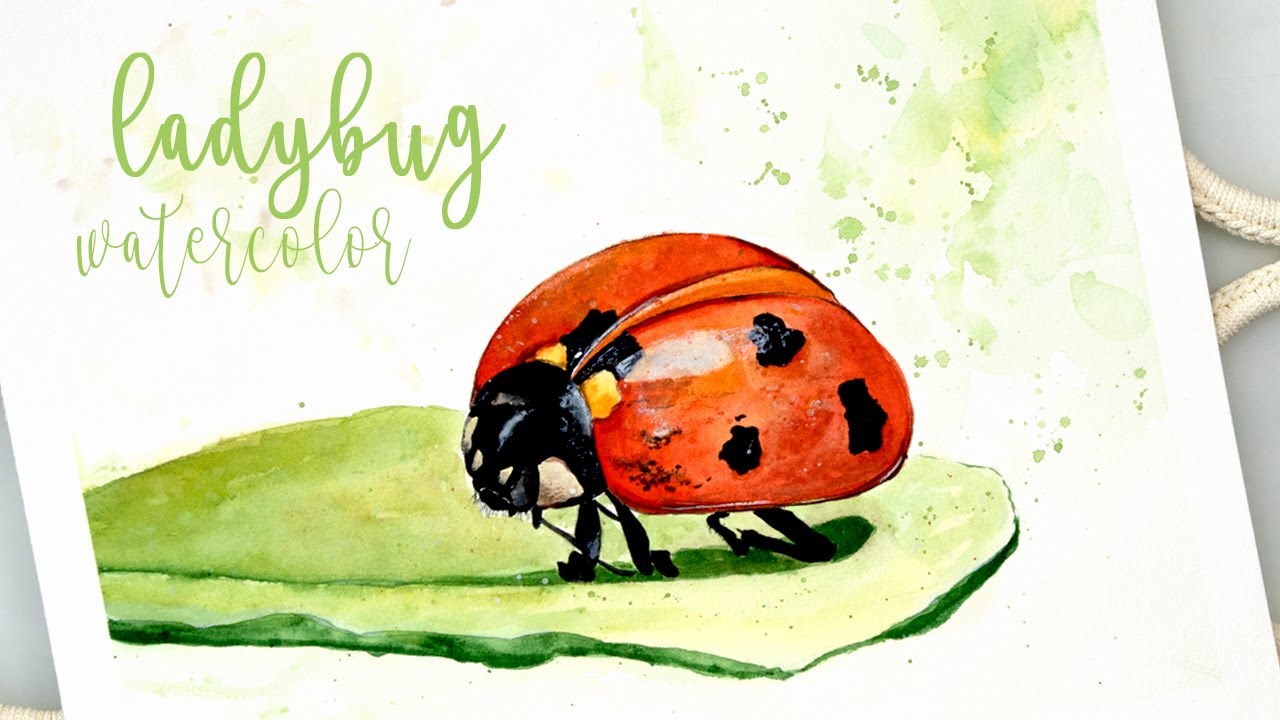 How to draw an EASY LANDSCAPE with WATERCOLOR (ladybug) step by step easy 