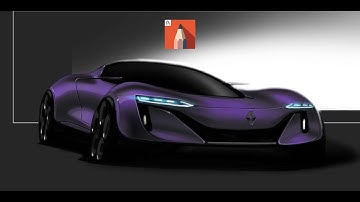 Sketchbook Pro iPad Render Tutorial Timelapse | Renault Vision Concept