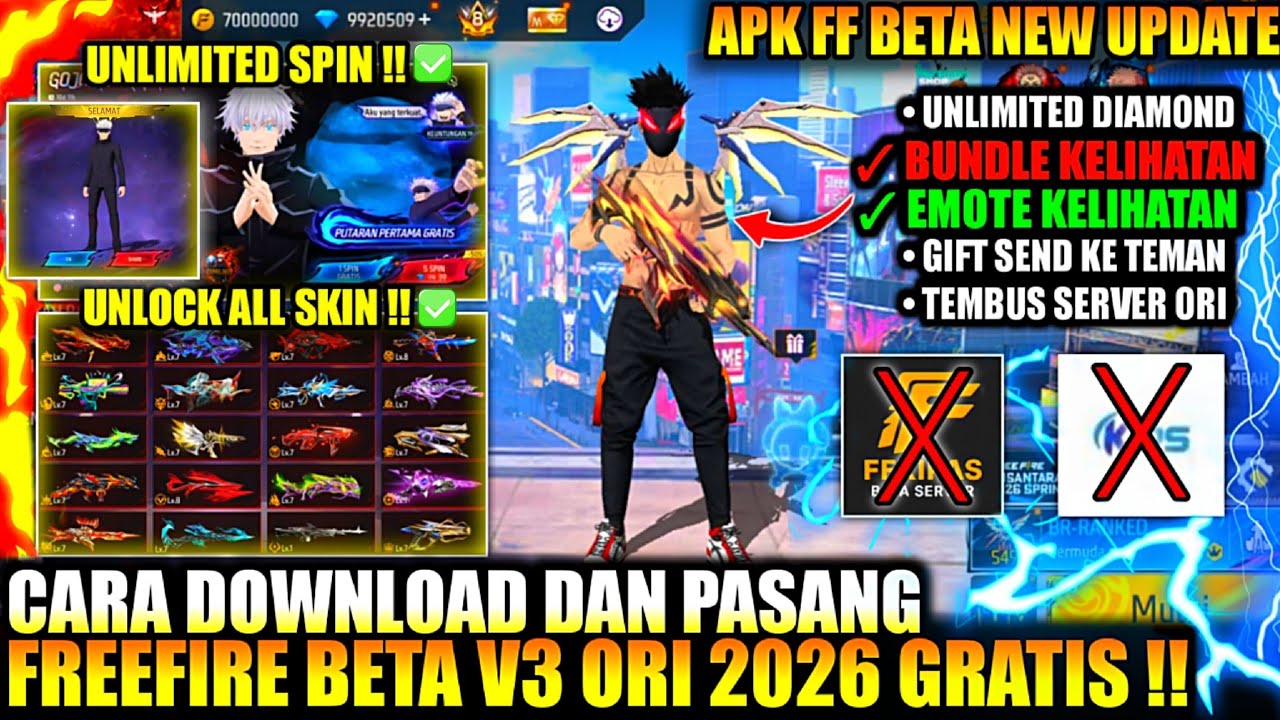 NEW UPDATE‼️CARA DOWNLOAD FF BETA V3 ORI 2026 GRATIS VERSI TERBARU - LINK MEDIAFIRE WORK 100%