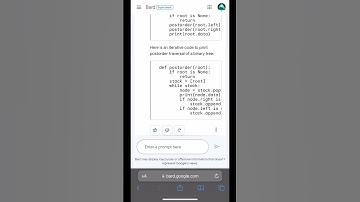 Binary Tree PostorderTraversal Using Google Bard AI | LeetCode | Google Bard😱😱 #shorts