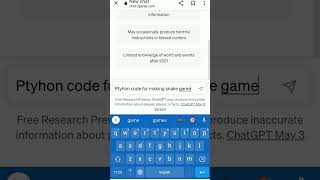 Make snake game in python by using ChatGPT