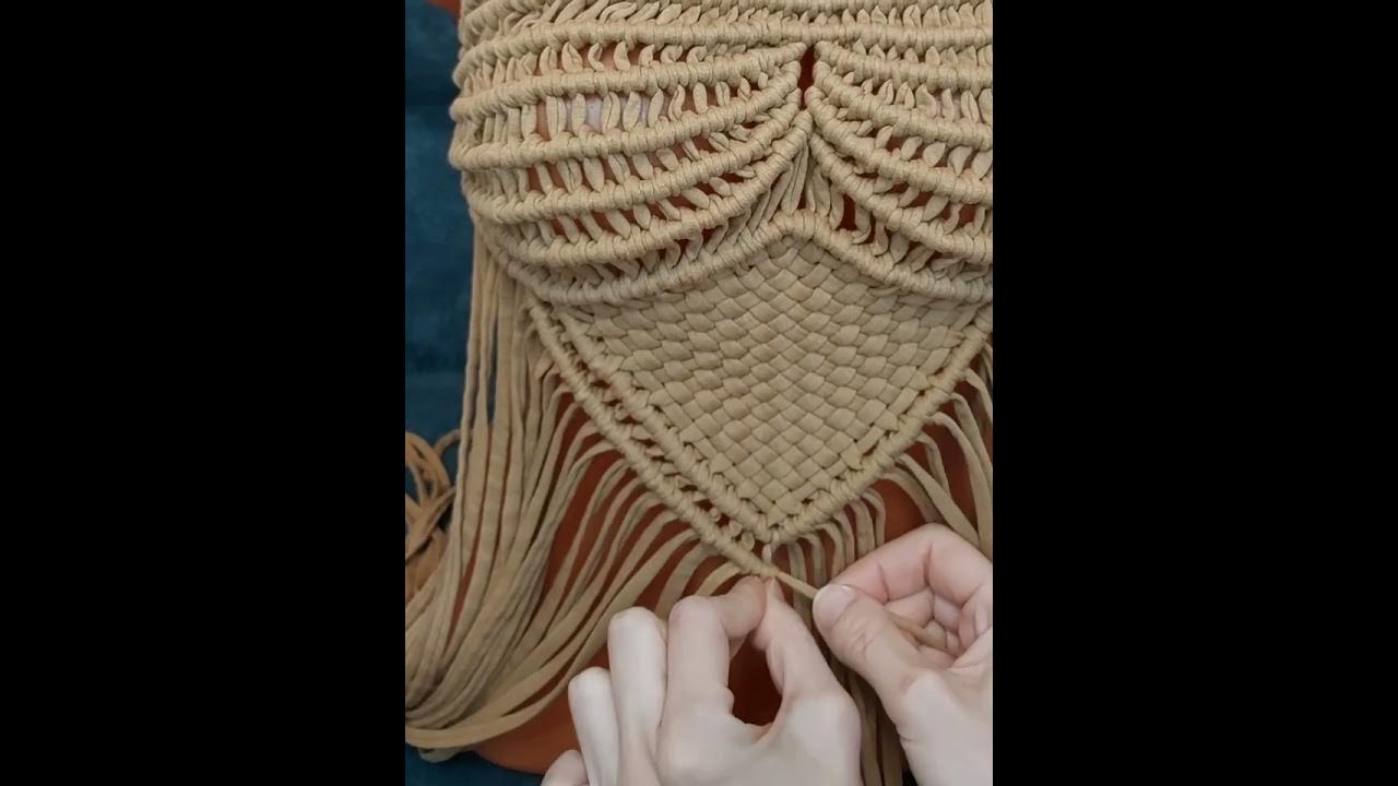 Часть третья. Пляжное платье в технике макраме. - YouTube