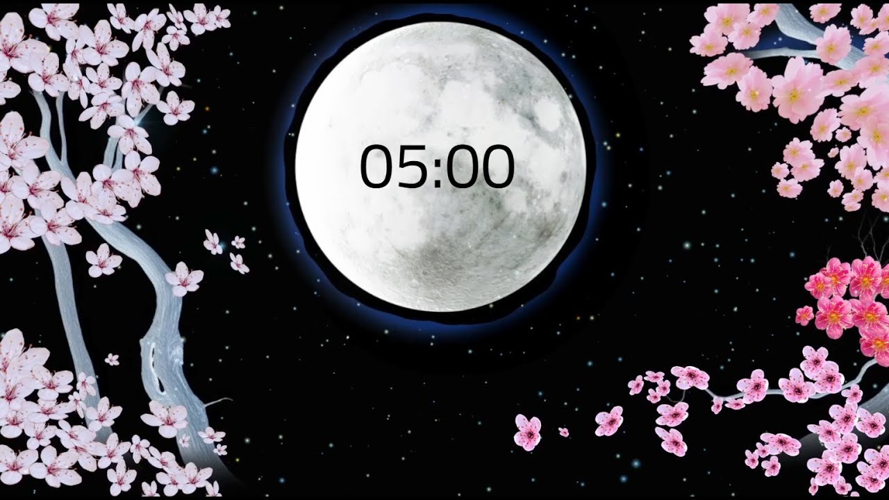 5 Minute Timer - Moon, Stars, & Flowers - YouTube