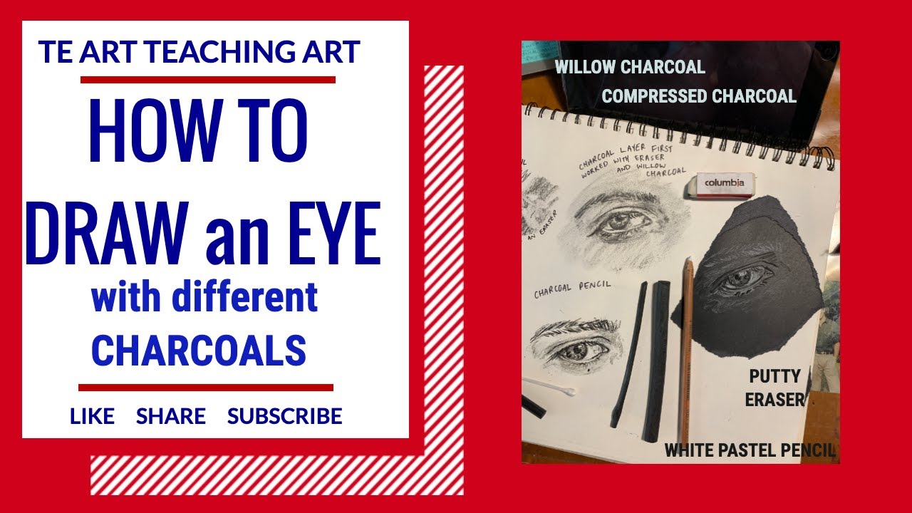HOW to DRAW an EYE with different CHARCOAL - STEP BY STEP - YouTube