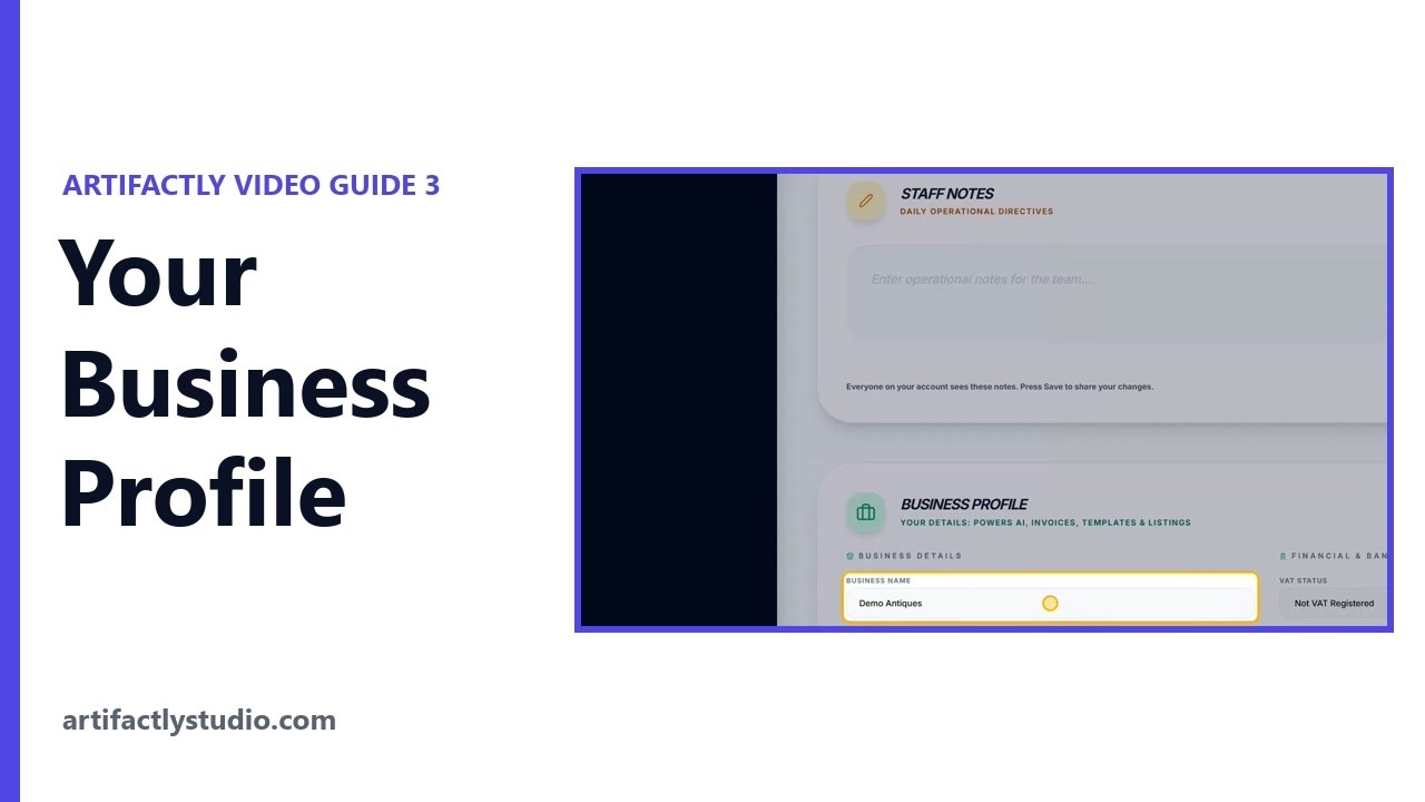 Video guide: Set up your business profile for eBay, Etsy and invoices