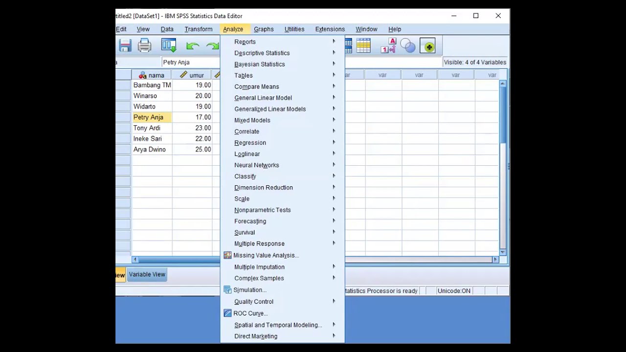 PRAKTIK STATISTIKA SPSS: Prosedur Explore - YouTube