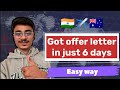 Got offer letter in just 6 days 2024  student visa process  australia au  ecu