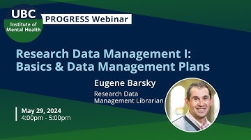 PROGRESS Webinars: Research Data Management I - Basics and Data Management Plans