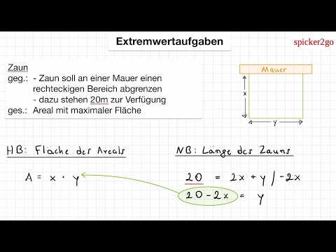 Extremwertaufgabe Beispiel Mauer - Zaun maximaler Flächeninhalt by ...