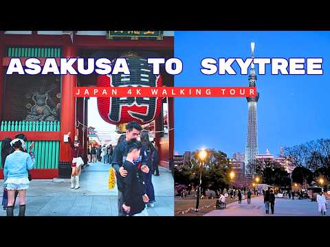 Asakusa to Tokyo Skytree Walk 4K – Relaxing Japan Sumida River Tour