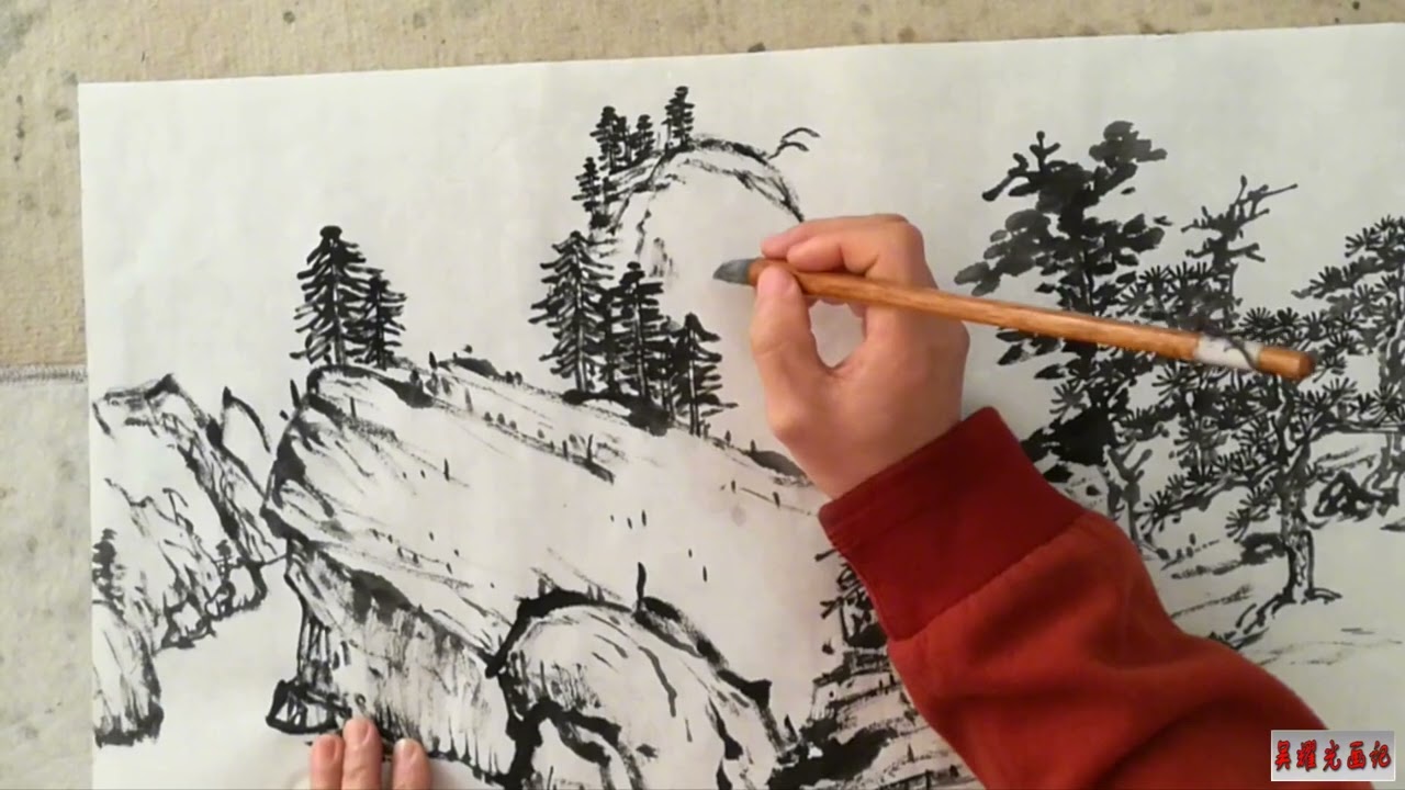 绘画创作大苗山秀丽风景，让人喜爱的地方是地貌给予的，感情描绘