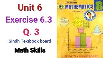#Maths Class 8 | Unit 6 | Exercise 6.3 | Q 3 | Sindh Textbook board