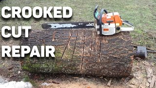 Chainsaw Cuts Crooked Curved Cuts. Bar Dressing and repair. Before and After.