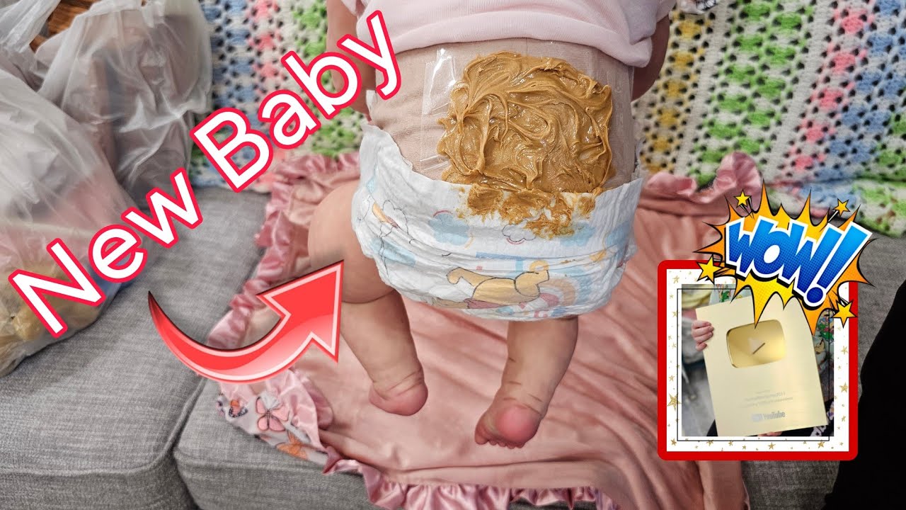 Meet MY New Baby! Huge Diaper Blowout!! Poop Explosion for NEW Reborn Baby| YouTube GOLD Award!