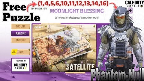 Moonlight Blessing Free puzzle code 1,4,5,6,10,11,12,13,14,16 in Call of Duty Mobile #puzzlebox