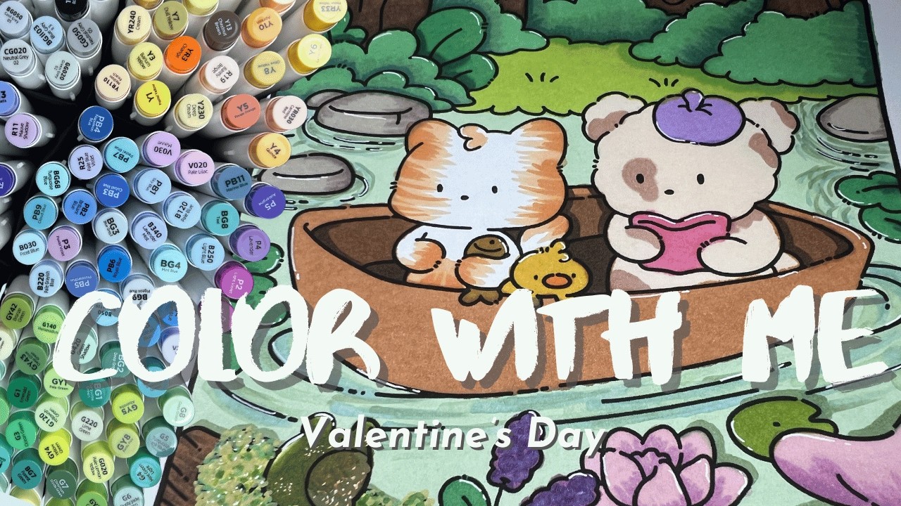 Coloring | Valentine’s Date | Ohuhu Markers 💕 Relaxing Coloring ASMR | Color With Me