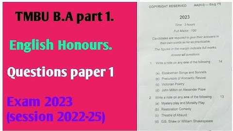 TMBU B.A part 1 English honours paper 1 exam 2023 session 2022-25#tmbu_latest_ne