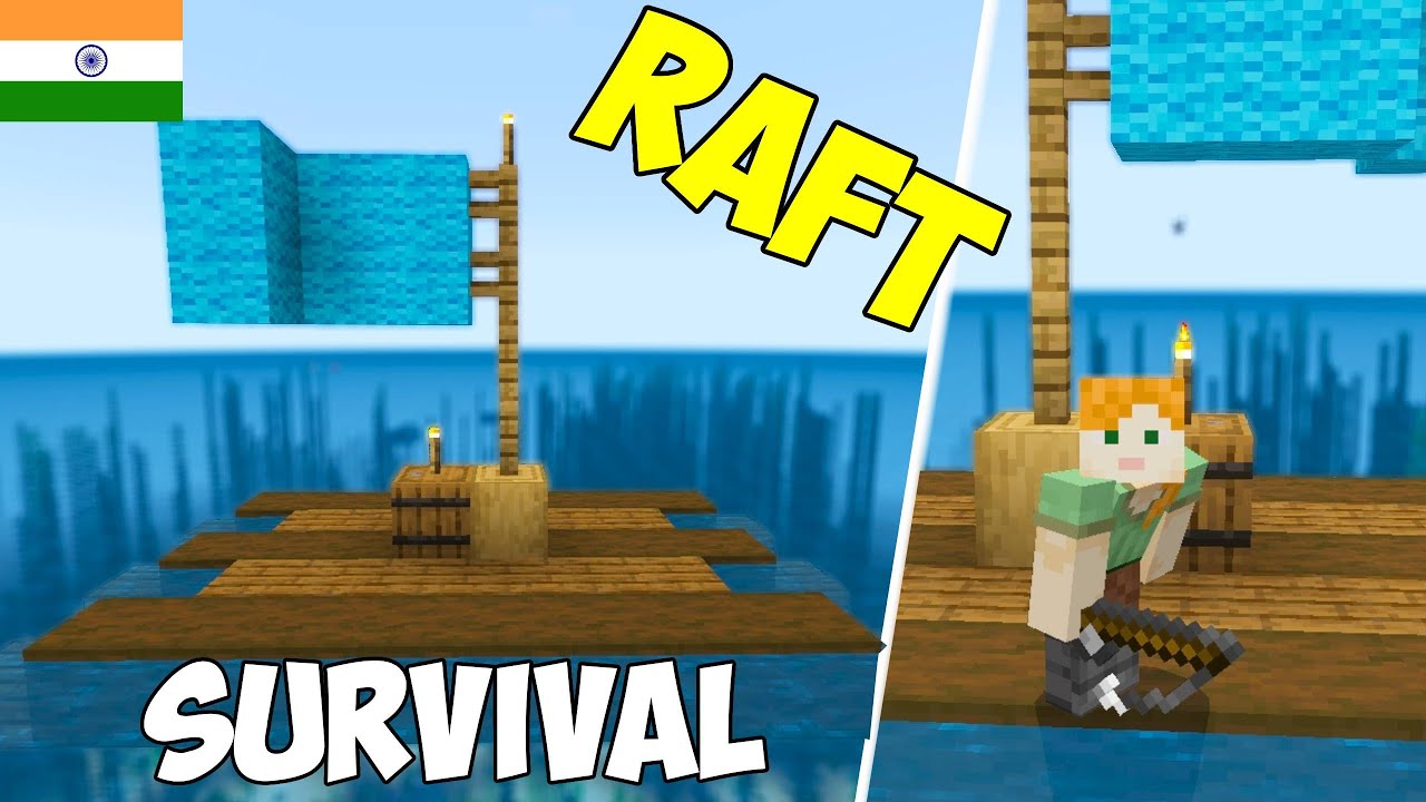 Minecraft But It's Only One Raft In Hindi - YouTube