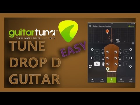 Tune Guitar to DROP D TUNING  GUITAR TUNA Smartphone App  Easiest Way