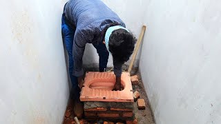 Amazing Indian Toilet Techniques!-How to install indian Toilet File Accurately-Using sand and cement